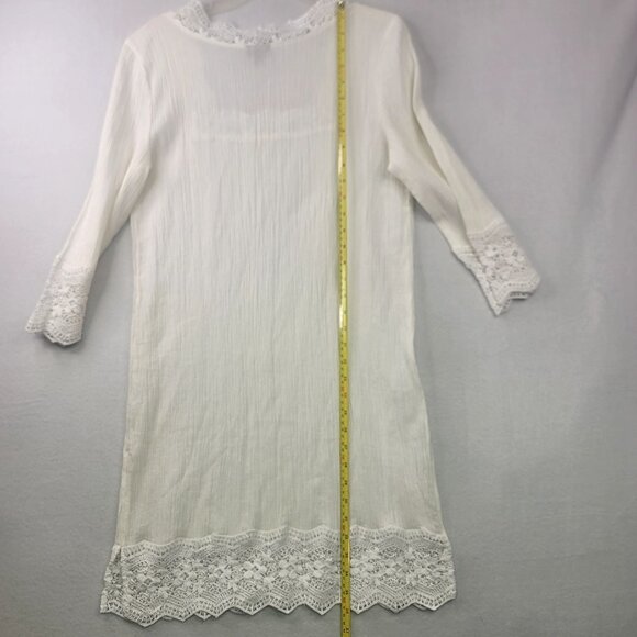 Talbots Womens Gauze Cotton Scalloped Crochet Lace Dress Coverup Beach Vacation - Picture 10 of 12